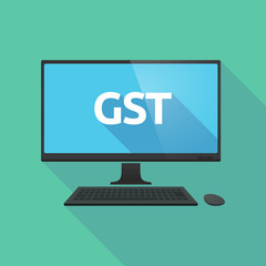 Long shadow computer with  the Goods and Service Tax acronym GST