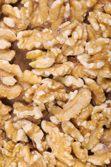 Background of  walnuts. Vertical studio shot.