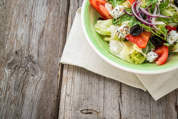 Greek salad with fresh vegetables, feta cheese