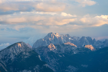 Fototapeta na wymiar High mountain ridge at sunset