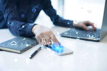 Template for text, Background with icons. Business, technology concept.