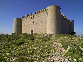 Fototapeta na wymiar Castillo mediabal restaurado de Torroella de Montgri en una montaña en Girona Cataluña España