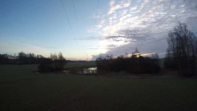 Early spring sunrise and farmland landscape, time lapse 4K