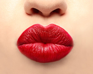 Lips of beautiful young woman, closeup