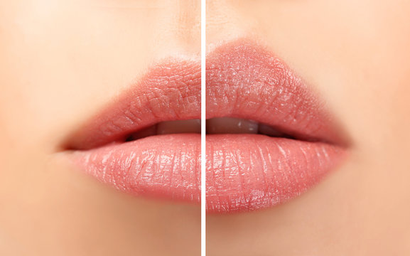 Lips of beautiful young woman, closeup