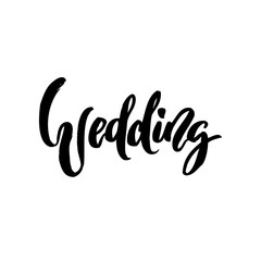Wedding calligraphy lettering on white isolated.
