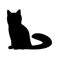 Cat the black color icon .