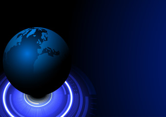 Fototapeta na wymiar Blue globe and hi-tech light circle on blue background some Elements of this image furnished by NASA