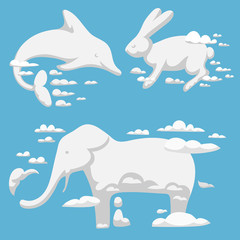 Animal clouds silhouette pattern vector illustration abstract sky cartoon environment natural wilding beast ornament