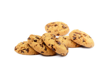 Tasty biscuits with chocolate isolated on a white background