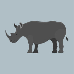 Wildlife rhinoceros mammal isolated rhino big wild africa animal endangered species horn zoo character vector illustration
