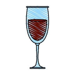 Delicious wine drink cup icon vector illustration design graphic scribble