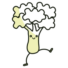 broccoli fresh vegetable kawaii character vector illustration design