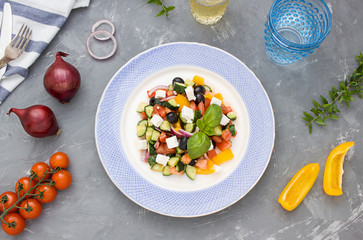Greek salad. Top view