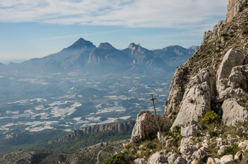 Fototapeta na wymiar View form slope of Sierra de Bernia mountains range, near Benidorm, Spain