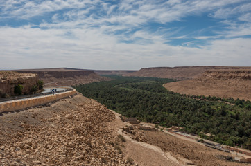 Huge palm grove in Ziz river valley, Morocco. Aerial view