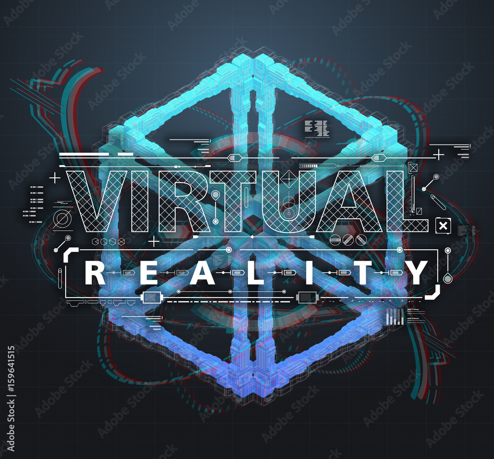 Poster background with futuristic virtual cube. design concept with hud user interface elements.