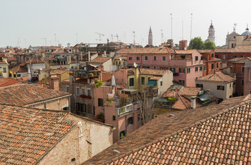 A view from above of the roofs of the houses of Venice. Italy