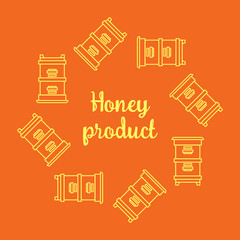 Flyer template with a circular ornament from bee hives in a linear style