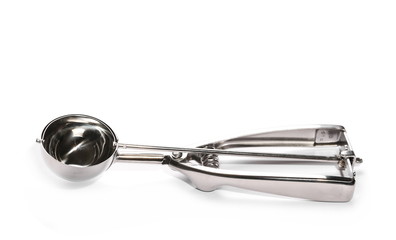 Metal ice cream scoop isolated on white background