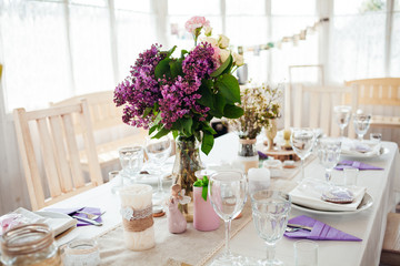 Wedding decor with fresh flowers