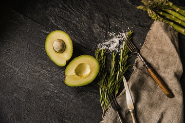 Rosemary and avocado background