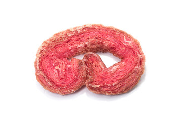 Strawberry Sugar Puff on white background.