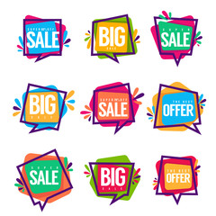 super sale, vector collection of bright discount bubble tags, banners and stickers