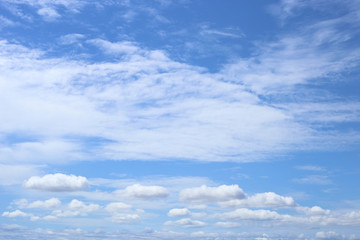 Naklejka na ściany i meble White cloud spread on blue sky, natural background.