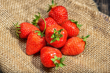 Strawberries on a sack