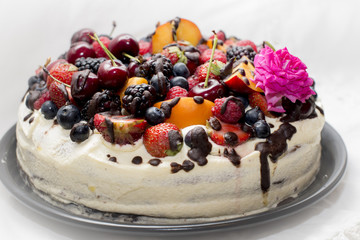 Birthday cake made in the house with organic ingredients