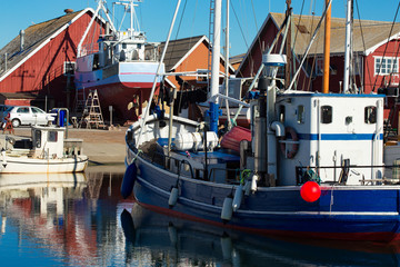 harbor with fishing boats at the north of Denmark