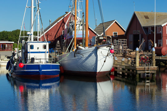harbor with fishing boats at the north of Denmark