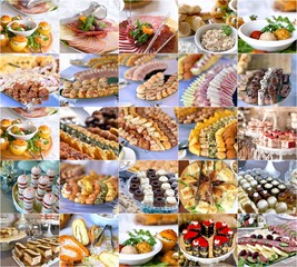 variety catering food on a table, food decoration, party concept, delicatessen