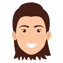 beautiful and young woman head character vector illustration design