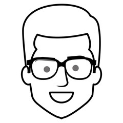 young man head with glasses avatar character vector illustration design