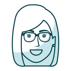 beautiful and young woman head with glasses character vector illustration design