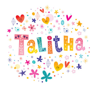 Talitha girls name decorative lettering type design