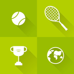 Set of icons for tennis sport. Vector.