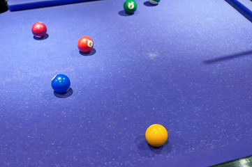 Pool billiard game with balls and cue