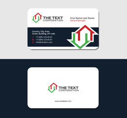 business card with two red and green houses