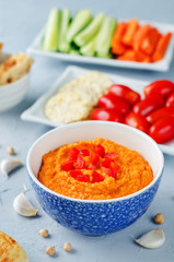 Red Bell pepper hummus with vegetables