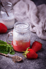 Dessert with strawberry and chia seeds