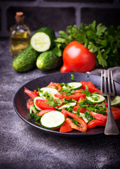 Vegetable salad with cucumber and tomato