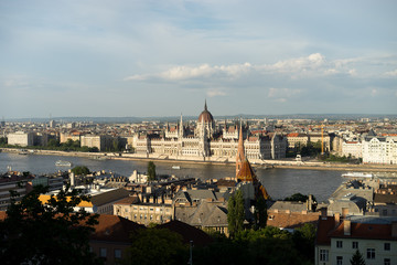 View of Danube River and Parliament Building, Budapest, Hungary