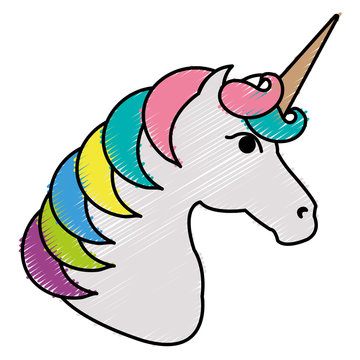 Cute fantasy unicorn character vector illustration design