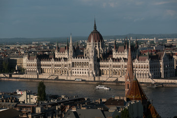 View of Danube River and Parliament Building, Budapest, Hungary