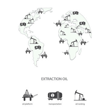 Oil production on the Earth map
