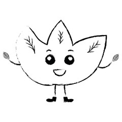 leafs plant ecology kawaii character vector illustration design