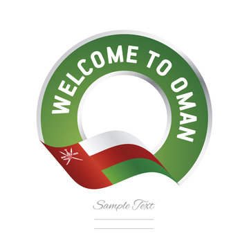 Welcome to Oman flag green label logo icon